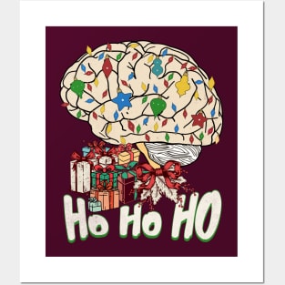 Neurology Nurse Christmas a Anatomy Brain Christmas HoHo Posters and Art